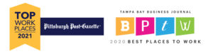 pittsburgh post gazette top work places 2021, Tampa bay business journal 2020 best places to work